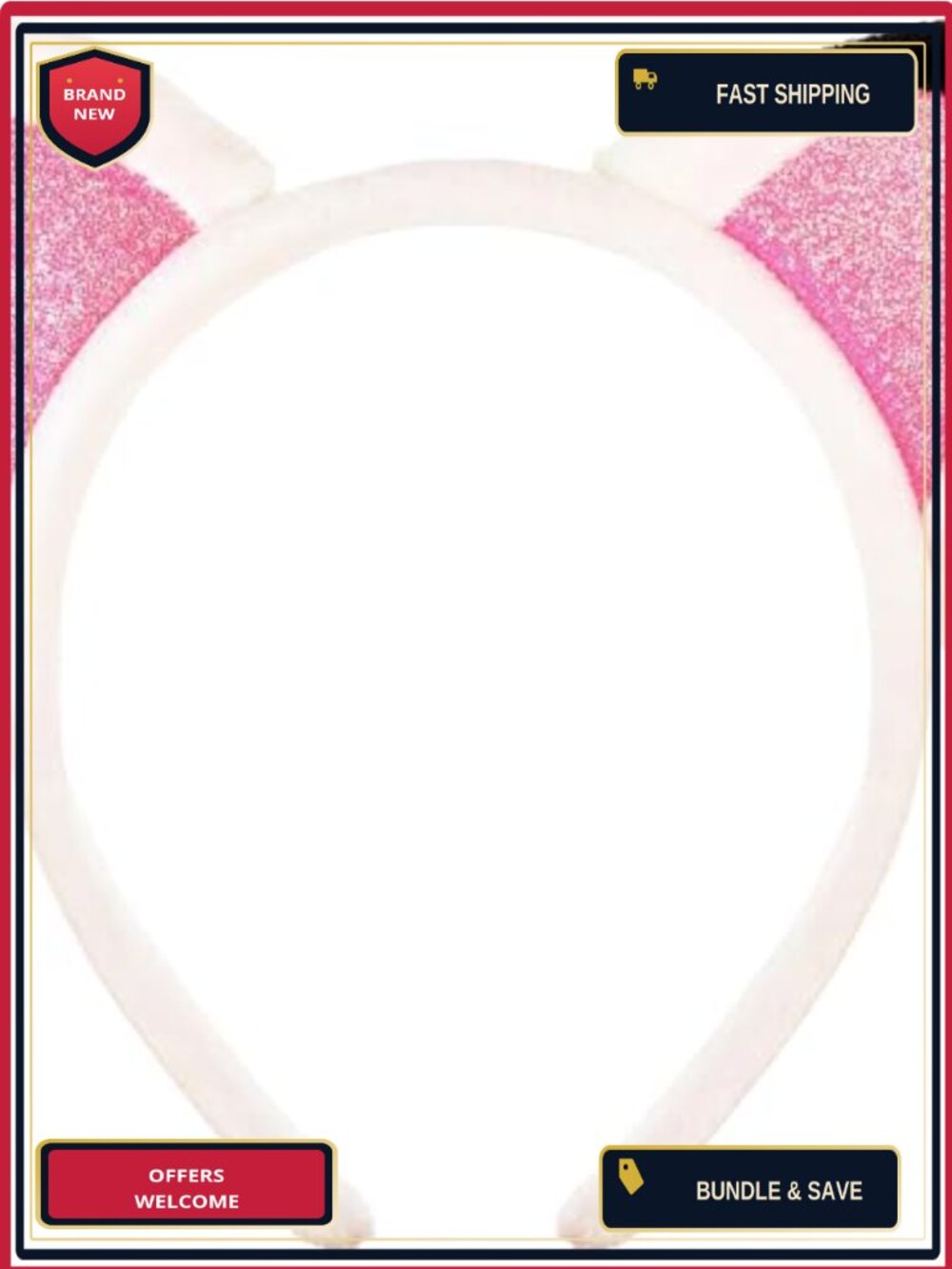 Plush Glitter Cat Ears Headband Cosplay Halloween Costume Hair Accessory